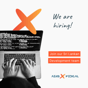 Hiring graphic showing a developer typing on a laptop with “We are hiring” text.